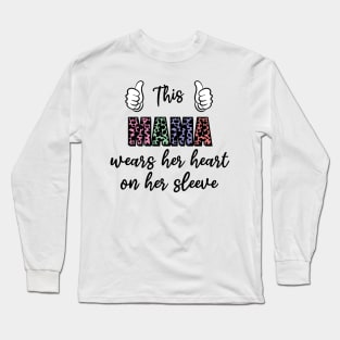 this mama wears her heart on her sleeve cow print Long Sleeve T-Shirt